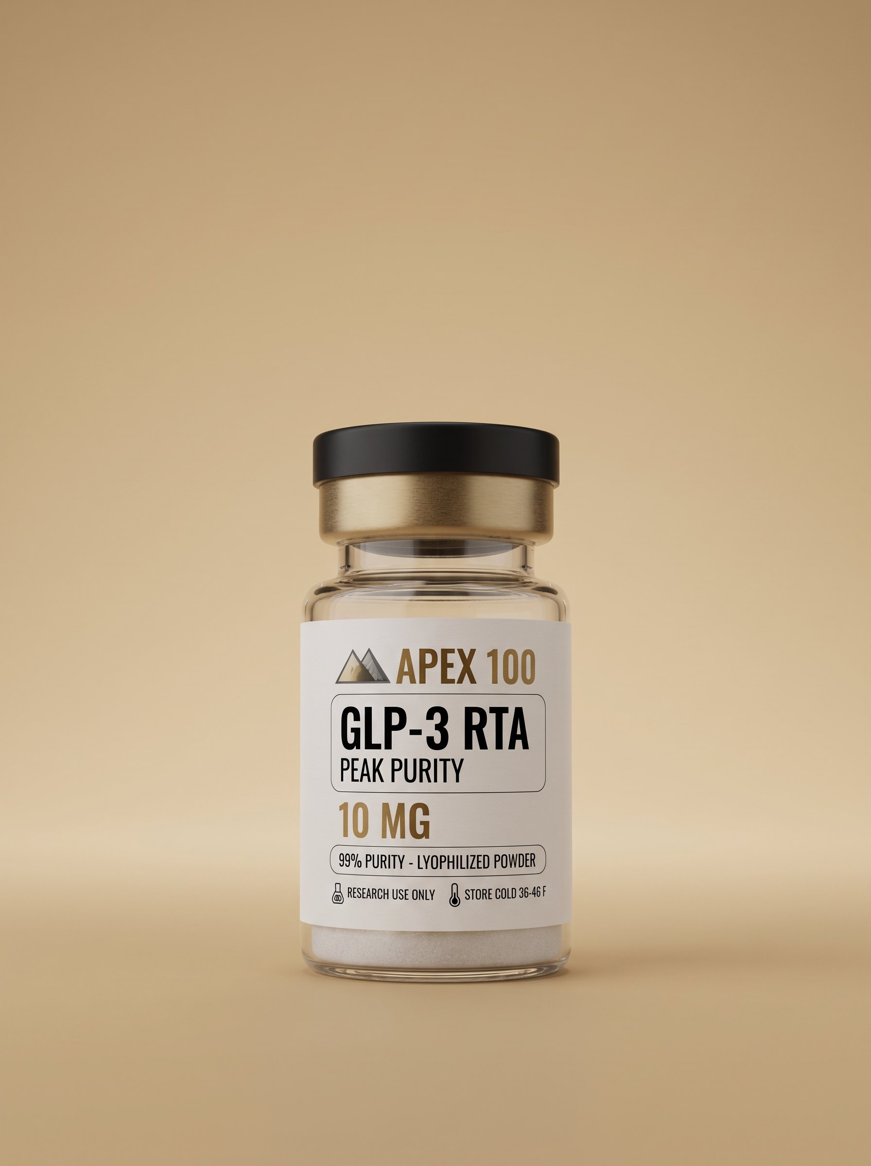 APEX 100 Retatrutide 10 mg vial, Peak Purity label